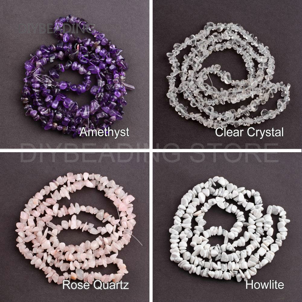 Jewelry Making University - เครื่องประดับชิปจำนวนมากขายส่งธรรมชาติ Howlite/ Turquoise/Tiger Eye/Amethyst/Jasper/Lapis ชิปลูกปัดสำหรับเครื่องประดับ (30นิ้ว)