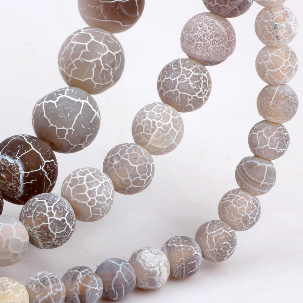 Jewelry Making Gemstones - ลูกปัดไม้สนธรรมชาติลายเส้นสีขาวขัดด้านขนาด 6 มม./8 มม./10 มม. รุ่น