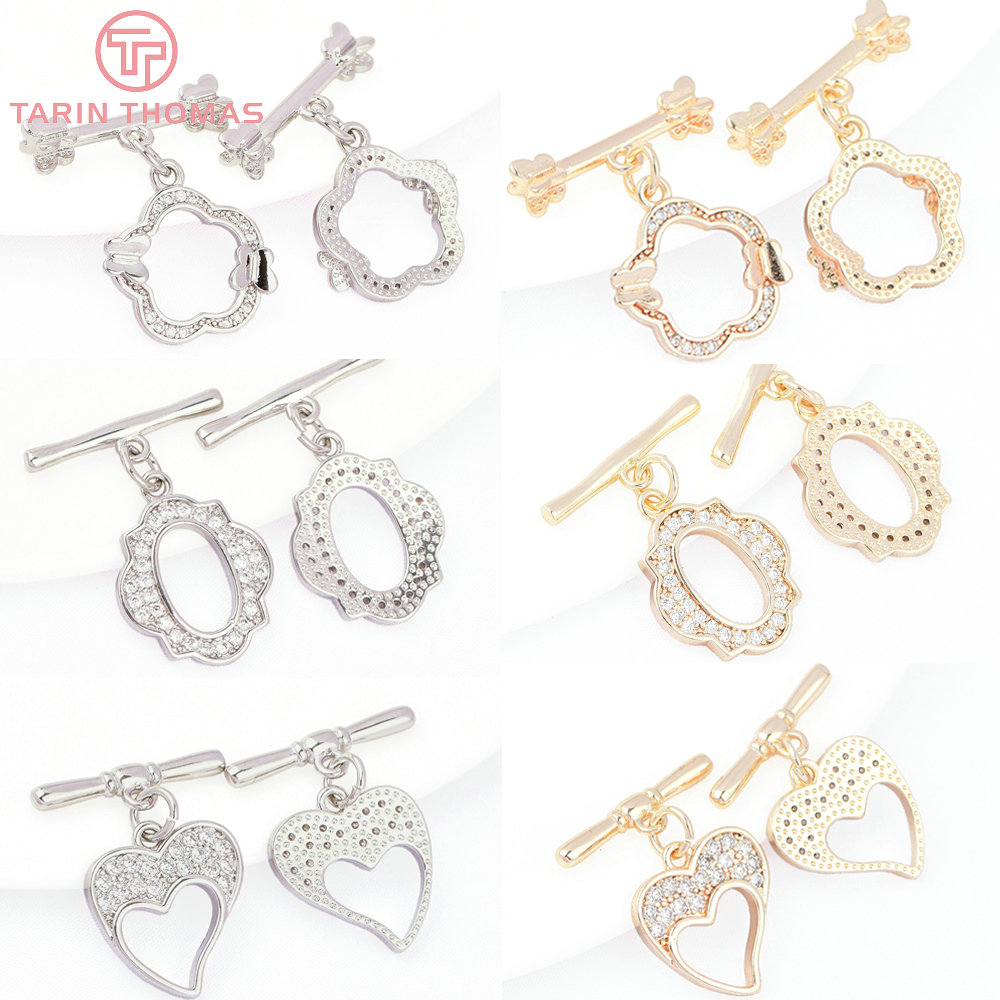 Toggle Clasp Gold - (8193) 4ชุด24K สีทองทองเหลืองกับสร้อยข้อมือเพทาย O สลับตะขอเกี่ยวเครื่องประดับ DIY