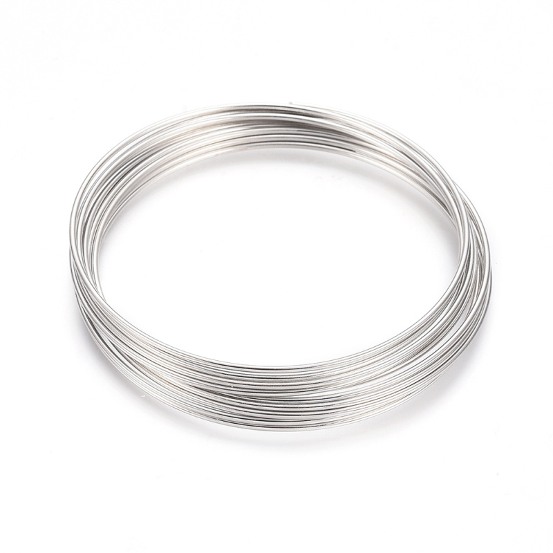 Memory Wire Bracelet - ประมาณ 10 วงกลม/ชุดเหล็กหน่วยความจําสร้อยข้อมือทํานิกเกิลฟรี Platinum 5.5 ซม.