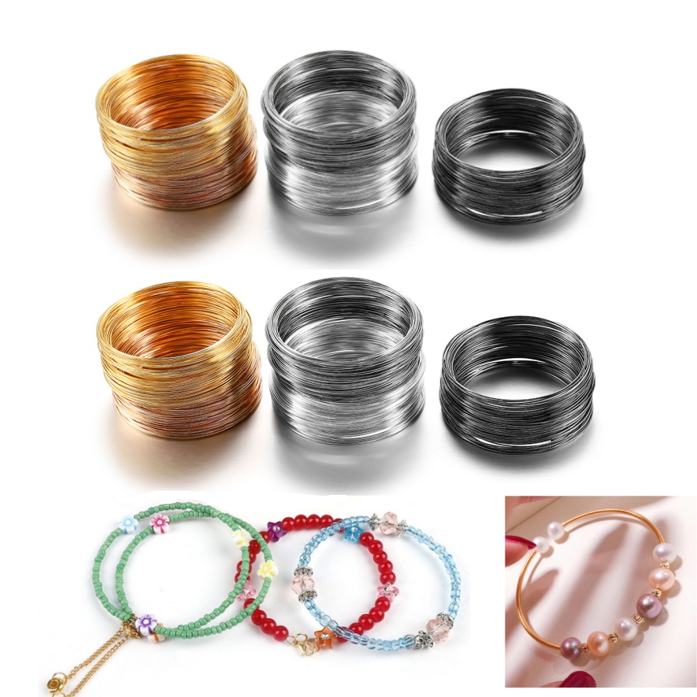 Memory Wire Bracelet - 100 ลูป/Lot 0.6 มม.Silver Gold Bronze