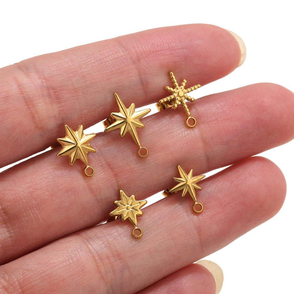 Jewelry Making Beginners - ต่างหูสแตนเลสรูปดาว 6 ชิ้น สำหรับทำต่างหู ชุบทอง 18k