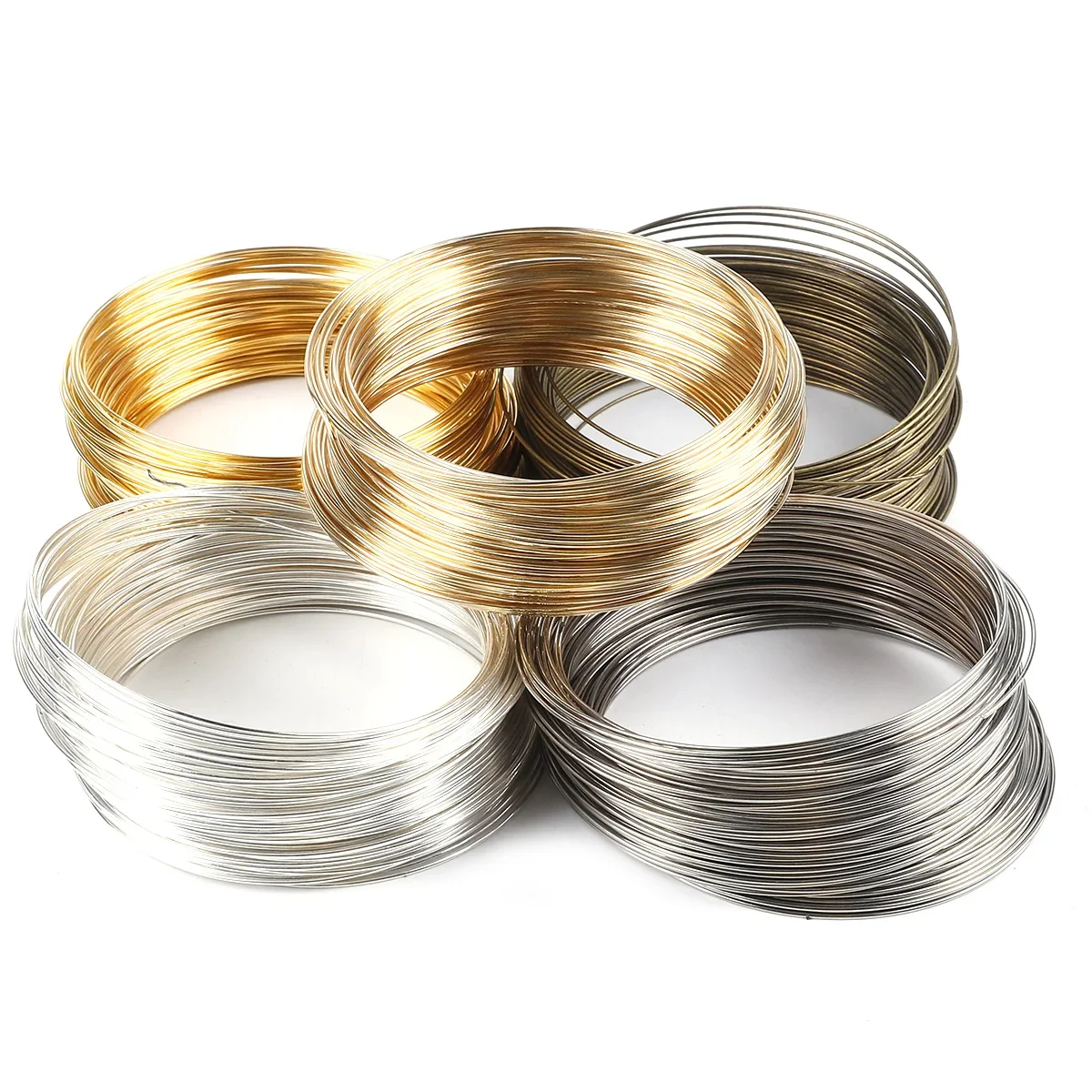 Memory Wire Bracelet - 100 ห่วง 0.6 มม.หน่วยความจําสร้อยข้อมือแหวนสแตนเลสสตีล (Silver/GOLD) สําหรับเครื่องประดับ