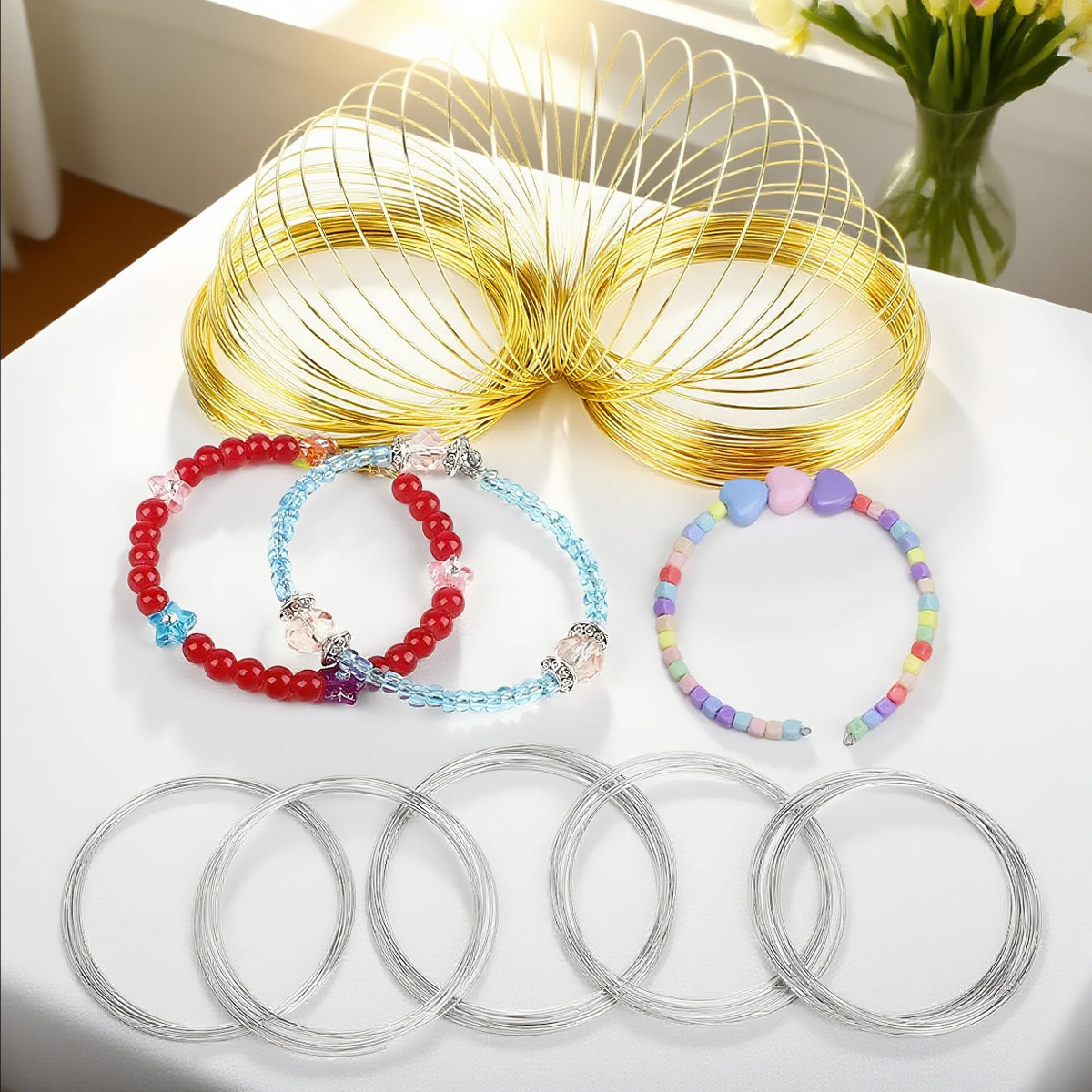 Memory Wire Bracelet - ลวดเมมโมรี่ไวร์สแตนเลส 0.6 มม. ขด 100 รอบ