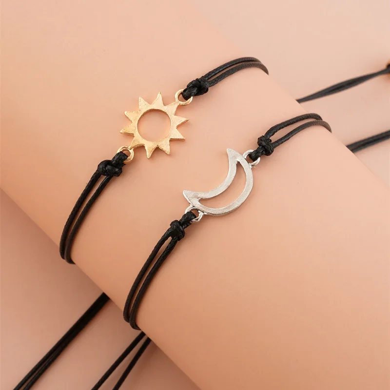 Memory Wire Bracelet - Simple Sun และ Moon Alloy Wax