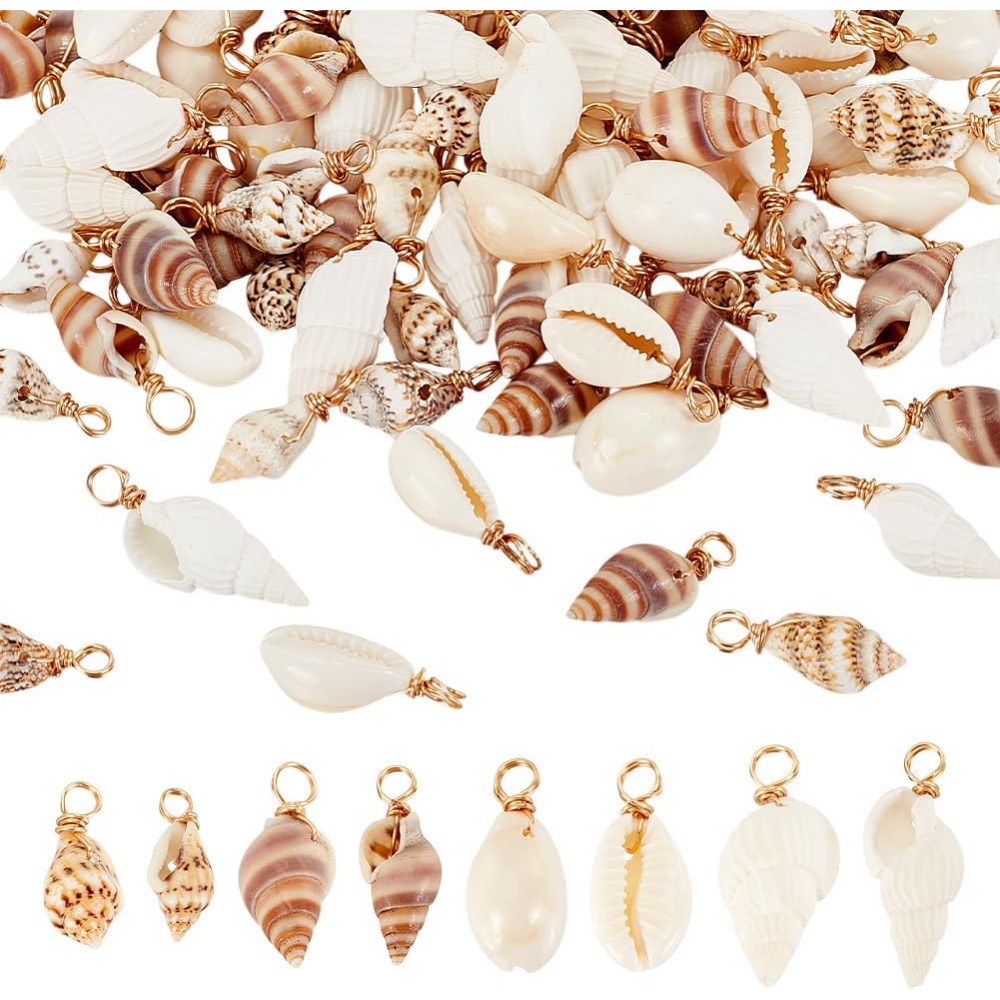 Jewelry Making Beginners - 100pcs 4 รูปแบบเปลือกหอยธรรมชาติ Charms จี้เปลือกหอย Link