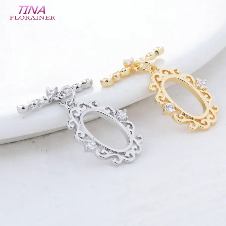 Toggle Clasp Gold - 15*20มม.14K ทองชุบทองเหลือง Zircon สร้อยข้อมือ O สลับเครื่องประดับ