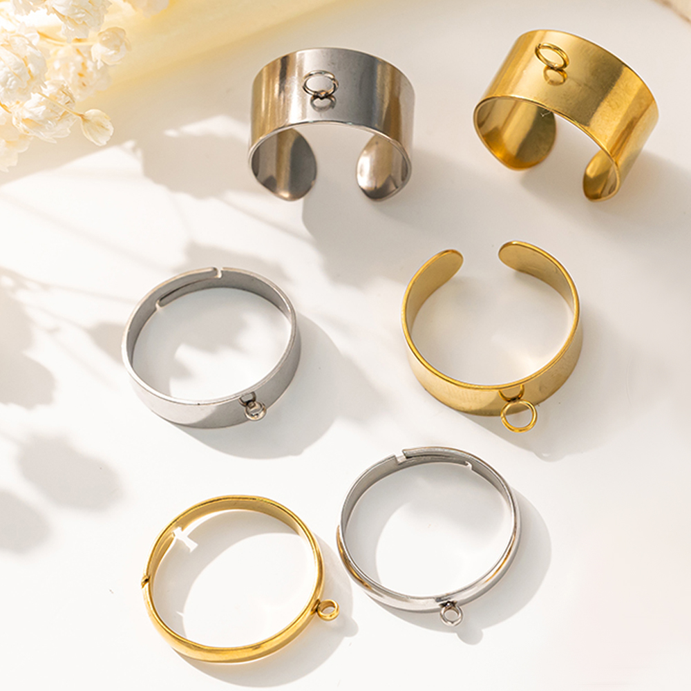 Jewelry Making For Adults - 5 ชิ้น/ล็อตสแตนเลสสตีลสีเปิดแหวนปรับสําหรับผู้ชายผู้หญิง DIY เครื่องประดับทําอุปกรณ์ผลการค้นหาอุปกรณ์เสริม