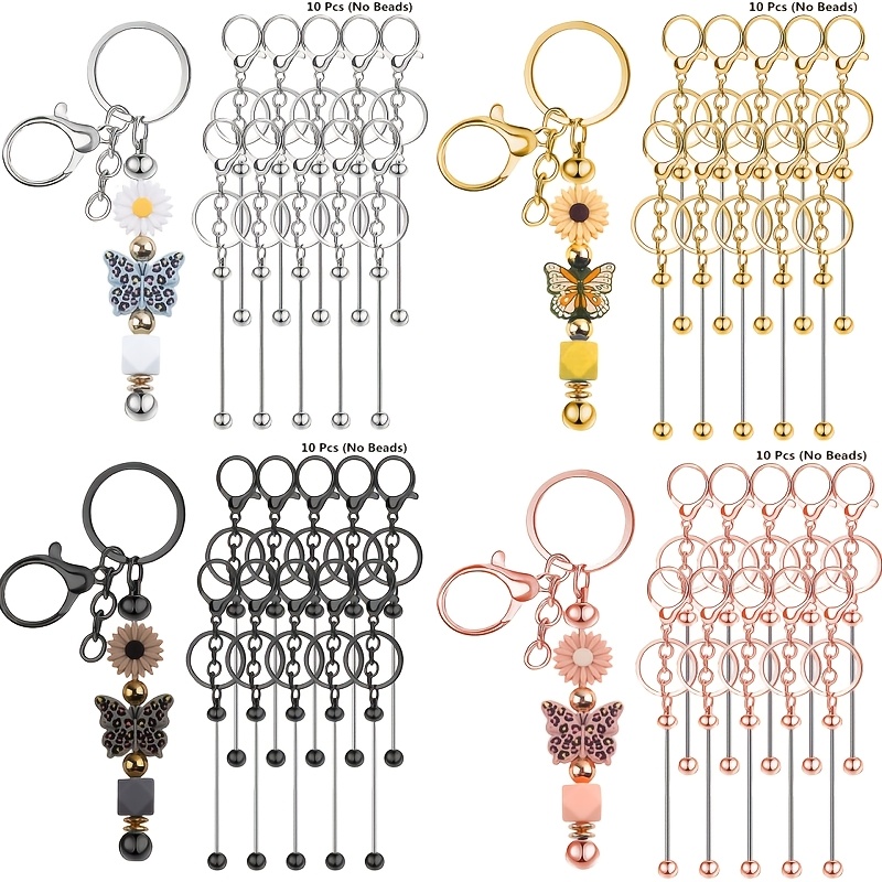 Jewelry Making Beginners - ชุดทำพวงกุญแจลูกปัดเปล่า DIY 10 ชิ้น ชุดงานฝีมือ จี้ห้อยพวงกุญแจ