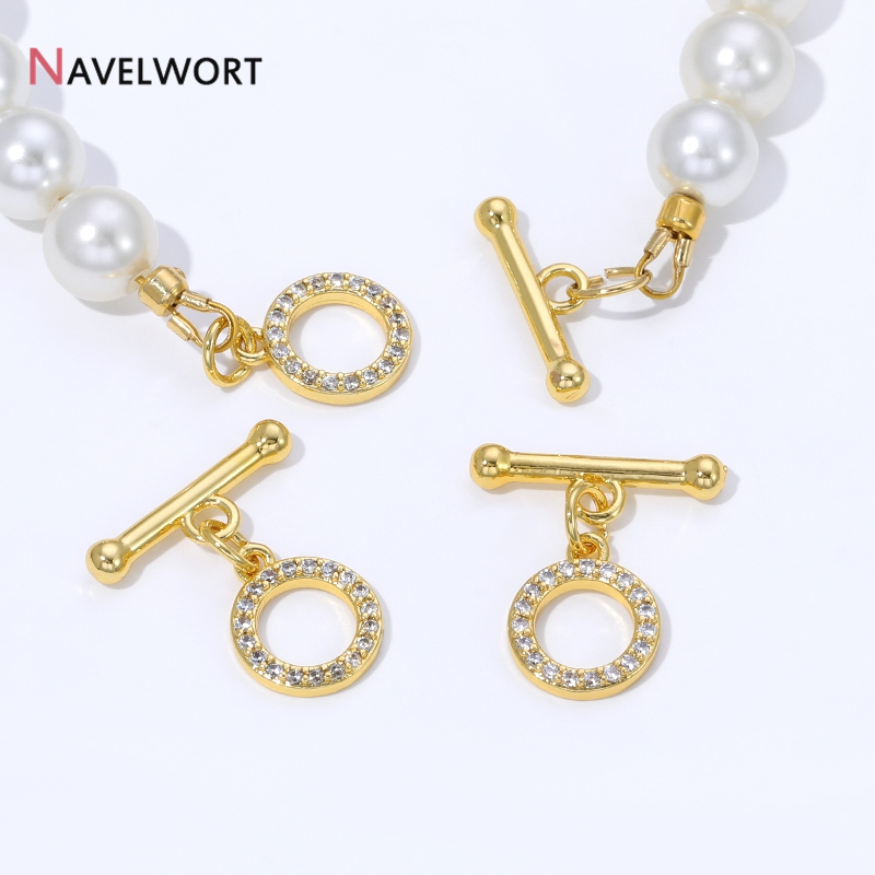 Toggle Clasp Gold - ตัวล็อกแบบ OT ชุบทอง 18K ประดับเพชรซิคอน สำหรับงาน