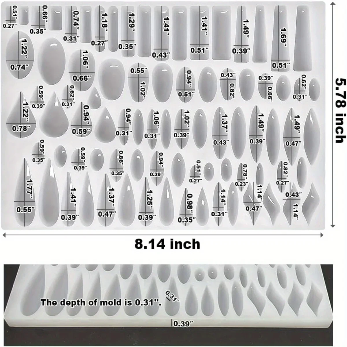 ต่างหูสตั๊ดแม่พิมพ์ซิลิโคน 41  - Jewelry Making Mold บทวิจารณ์และราคา