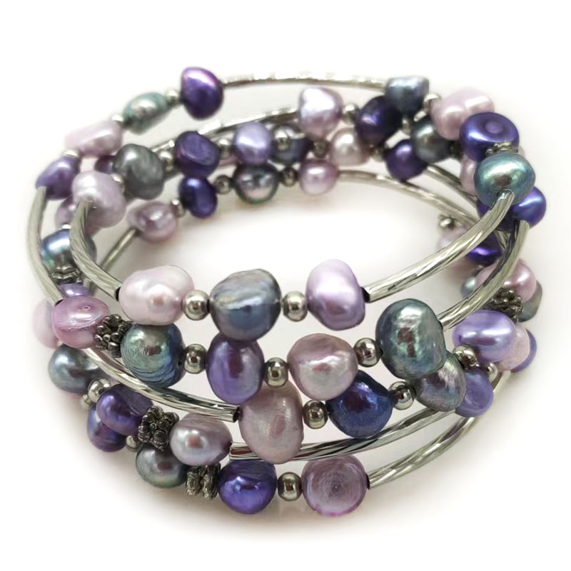 สร้อยข้อมือไข่มุกบาร็อคธรรมชาต - Memory Wire Bracelet บทวิจารณ์และราคา