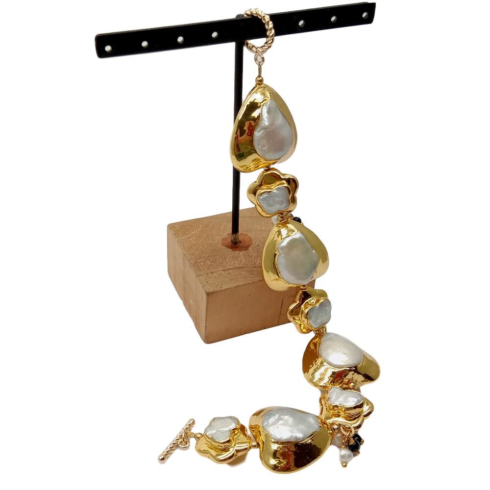 YYGEM ไข่มุกเคชิสีขาวรูปหัวใจแ - Toggle Clasp Gold บทวิจารณ์และราคา