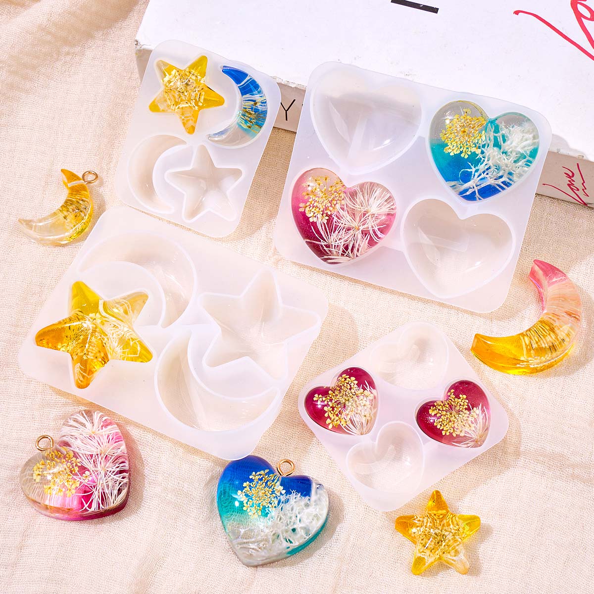 แม่พิมพ์ซิลิโคนรูปดาวหัวใจพระจ - Jewelry Making Mold บทวิจารณ์และราคา