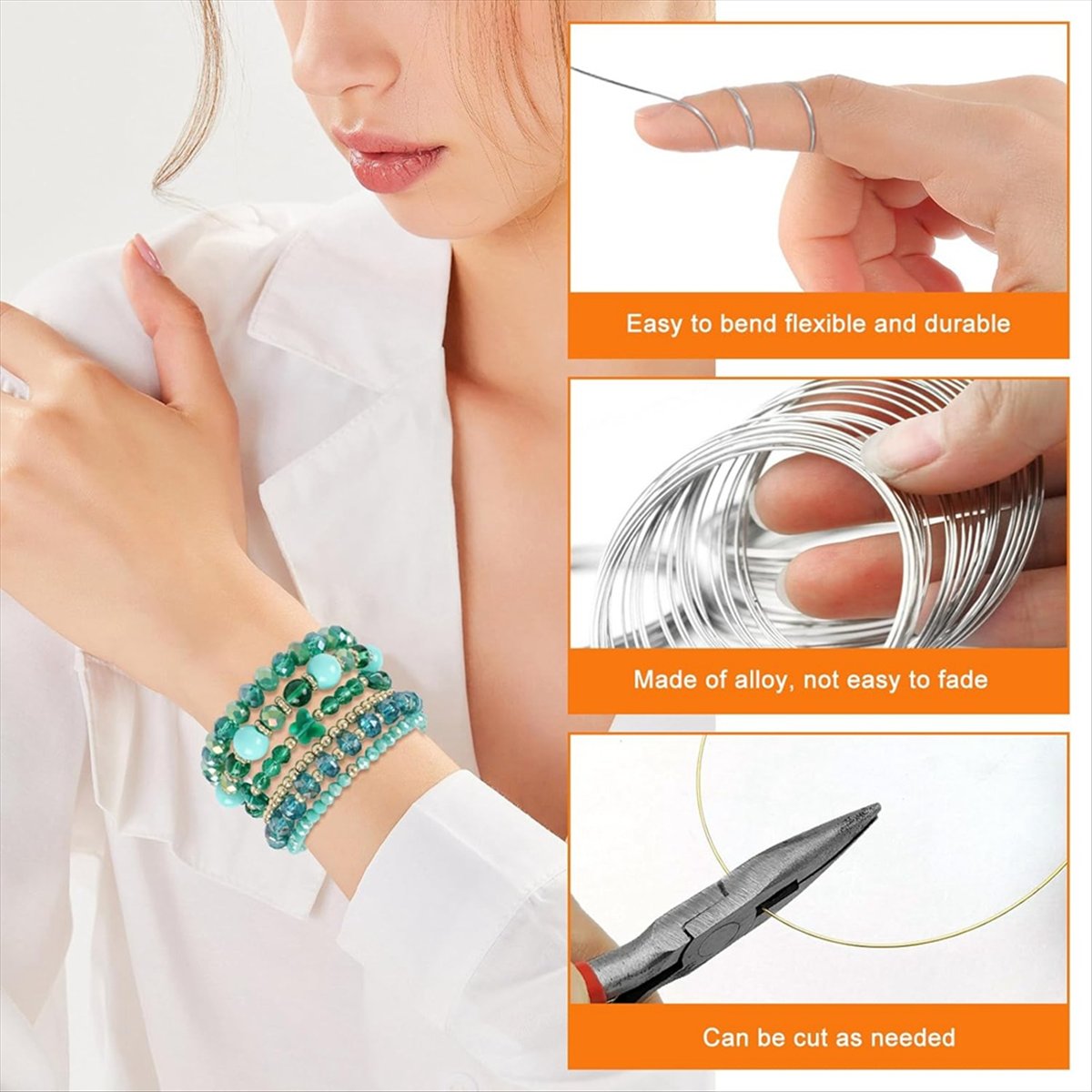 ลวดเมมโมรี่ ABJS ลวดทำเครื่องป - Memory Wire Bracelet บทวิจารณ์และราคา