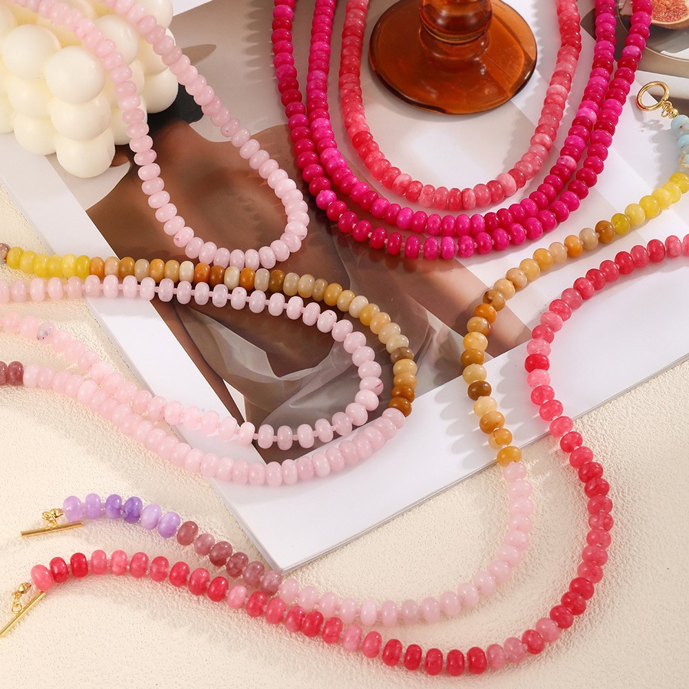 โบโฮสร้อยคอลูกปัดหินธรรมชาติสี - Toggle Clasp Gold บทวิจารณ์และราคา