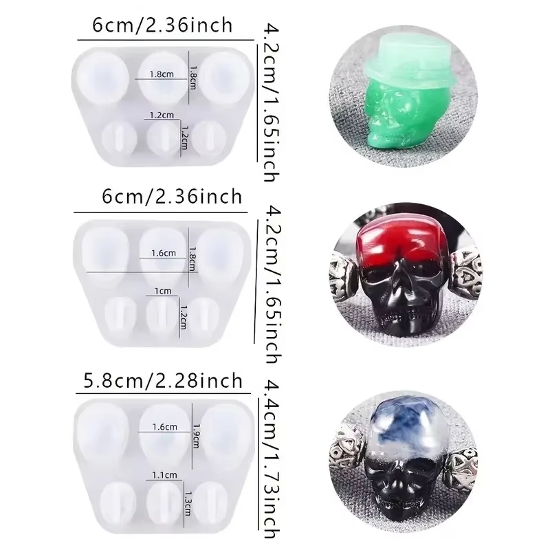 แม่พิมพ์เรซินรูปหัวกะโหลก 3 ชิ - Jewelry Making Mold บทวิจารณ์และราคา