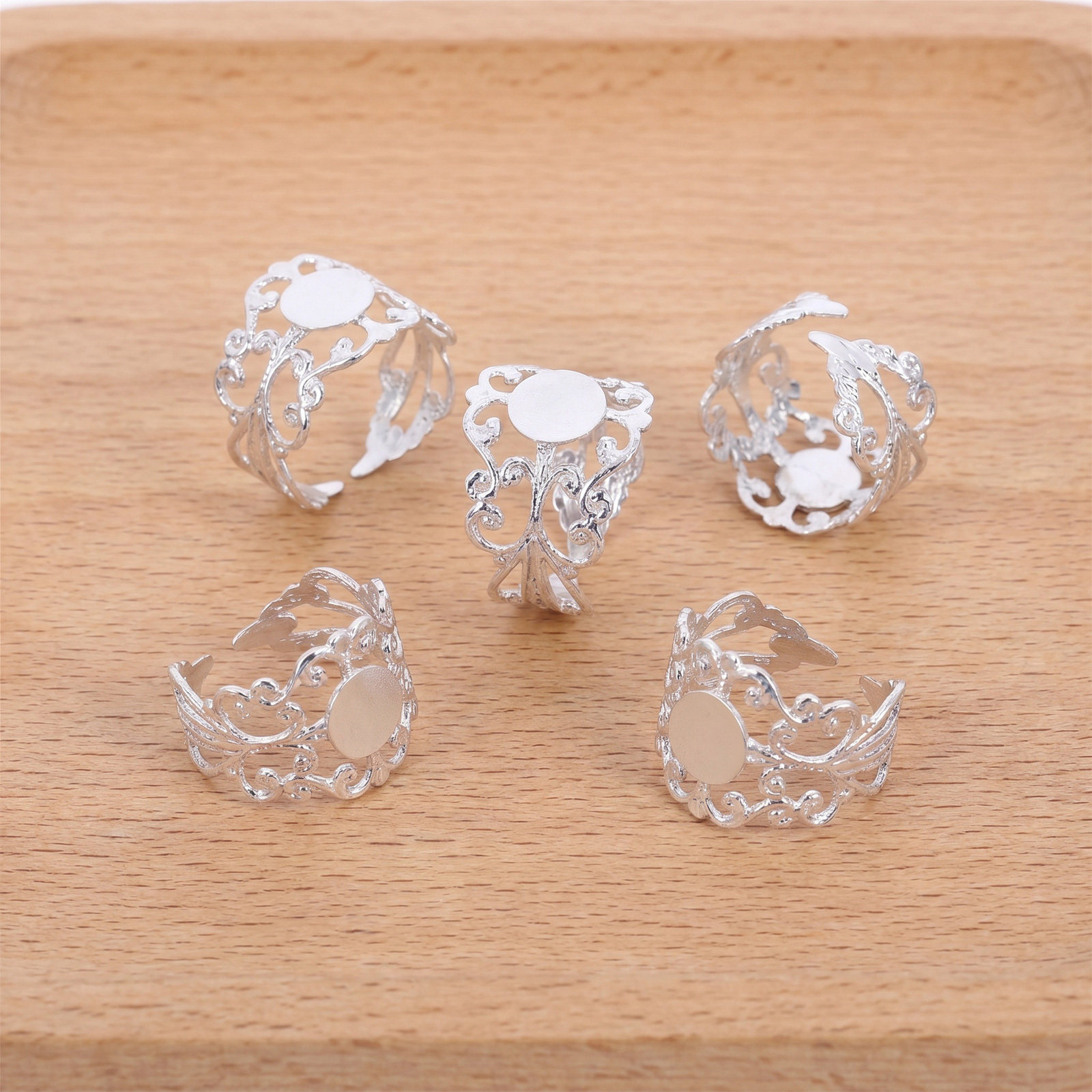 50 ชิ้น ฐานแหวนปรับได้ทรงวงรีแ - Jewelry Making Gemstones บทวิจารณ์และราคา