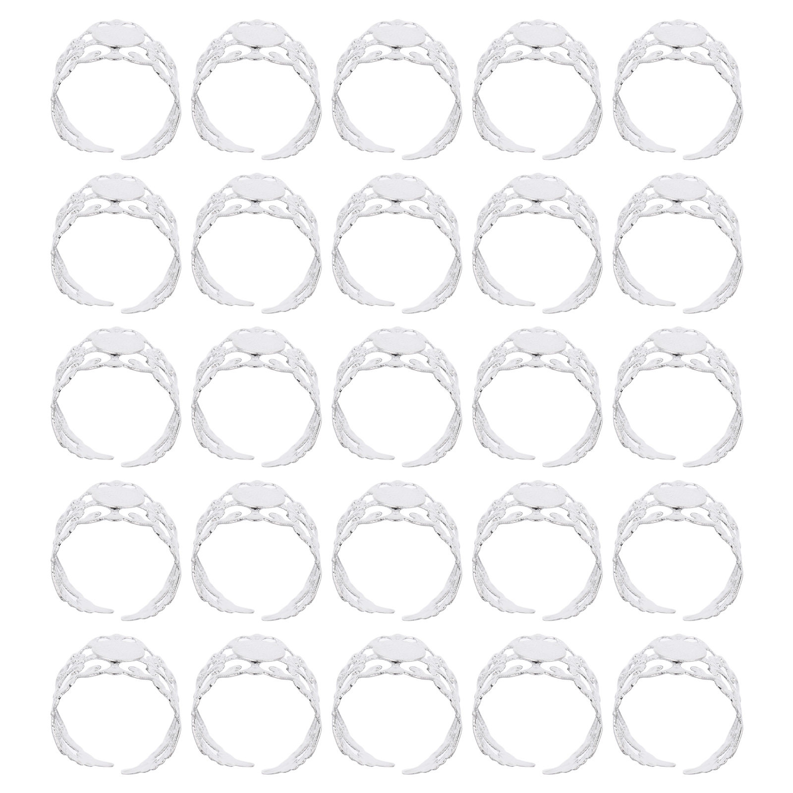 50 ชิ้น ฐานแหวนปรับได้ทรงวงรีแ - Jewelry Making Gemstones บทวิจารณ์และราคา